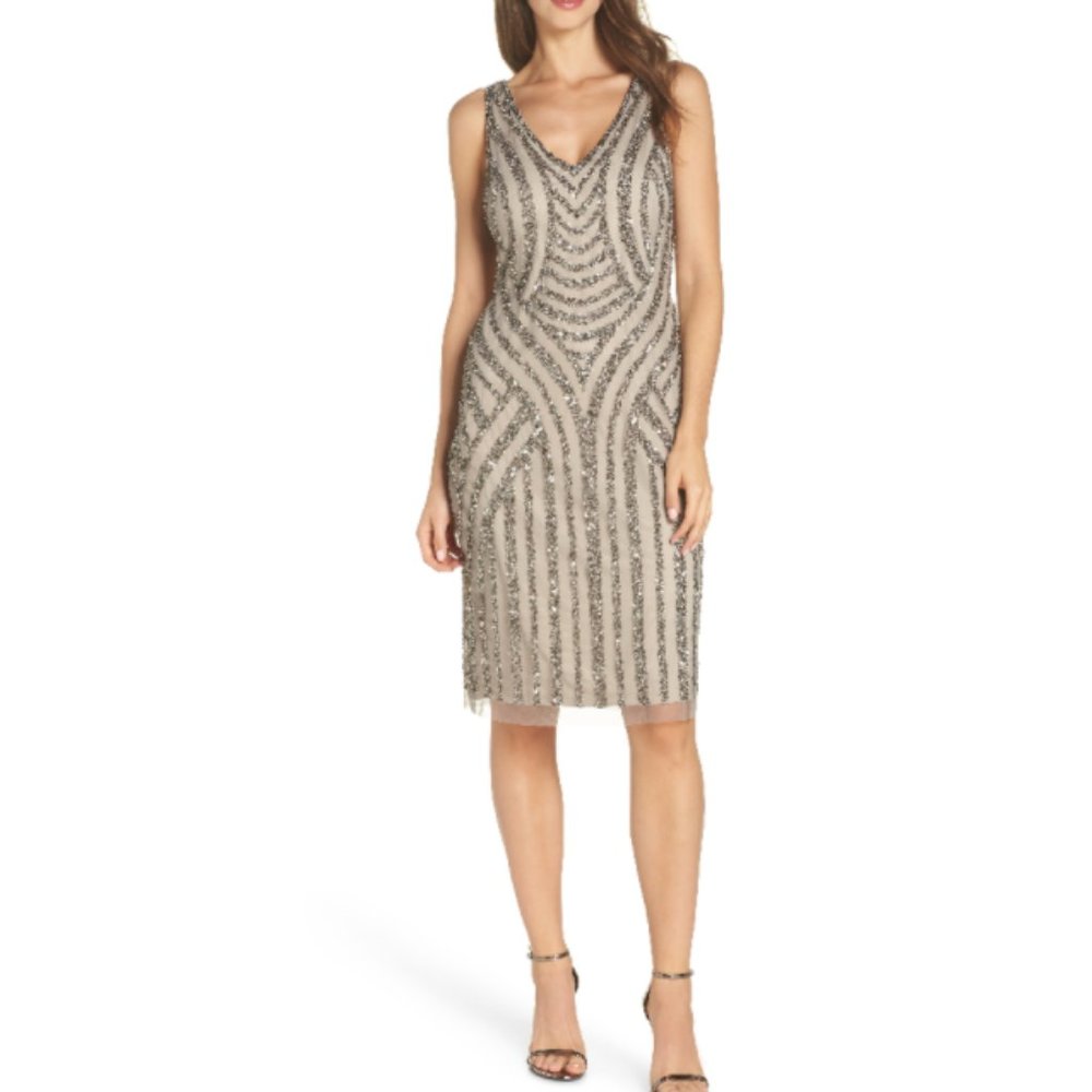 Adrianna Papell Embellished Midi Dress Size 2